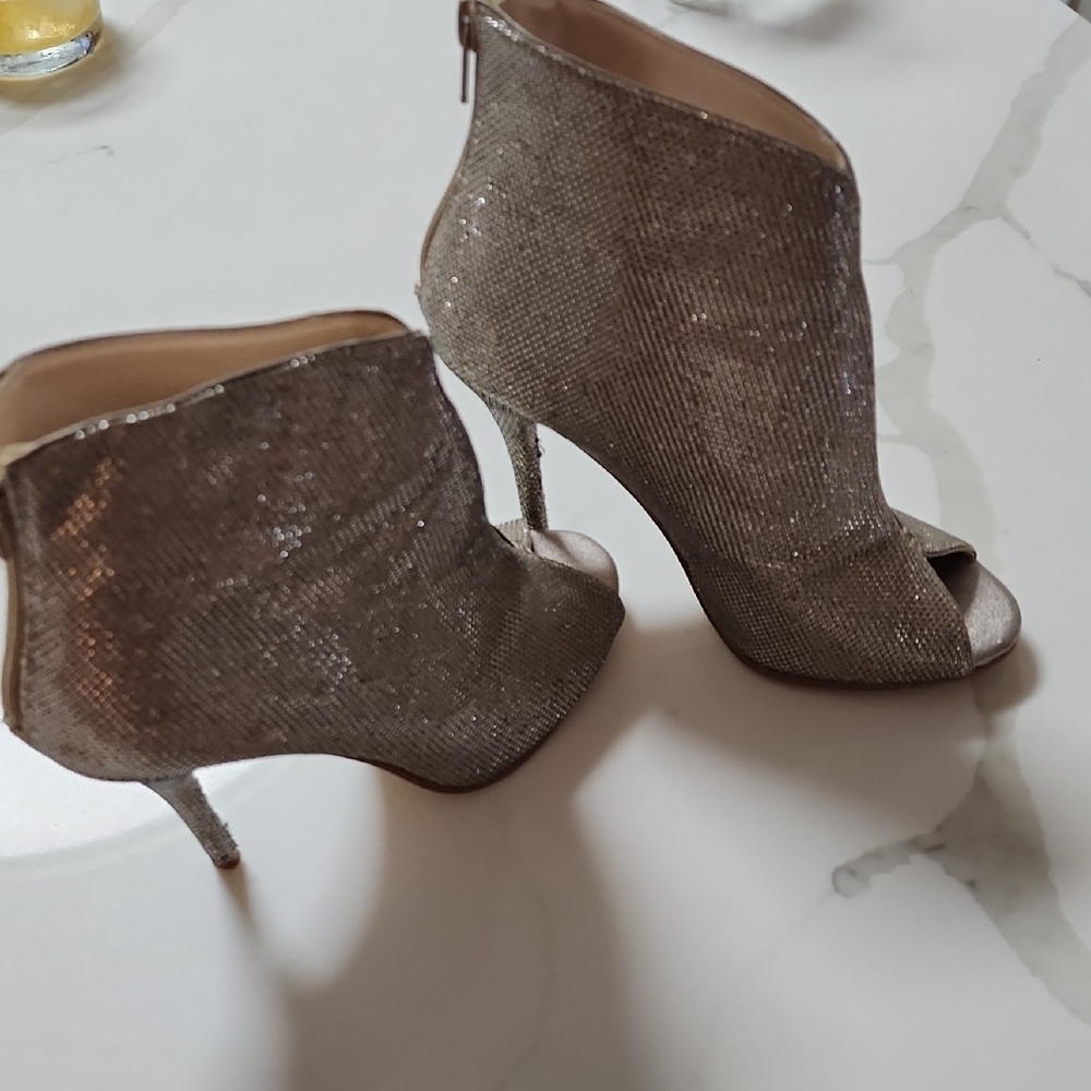 Elegant Glitter Peep-Toe Ankle Boots